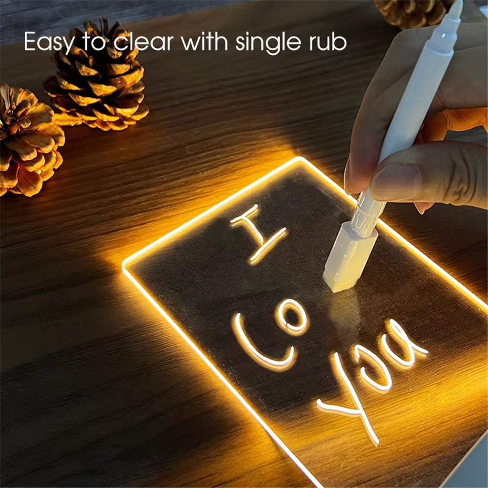 "LED Message Board Calendar Night Light - Transparent & Erasable"