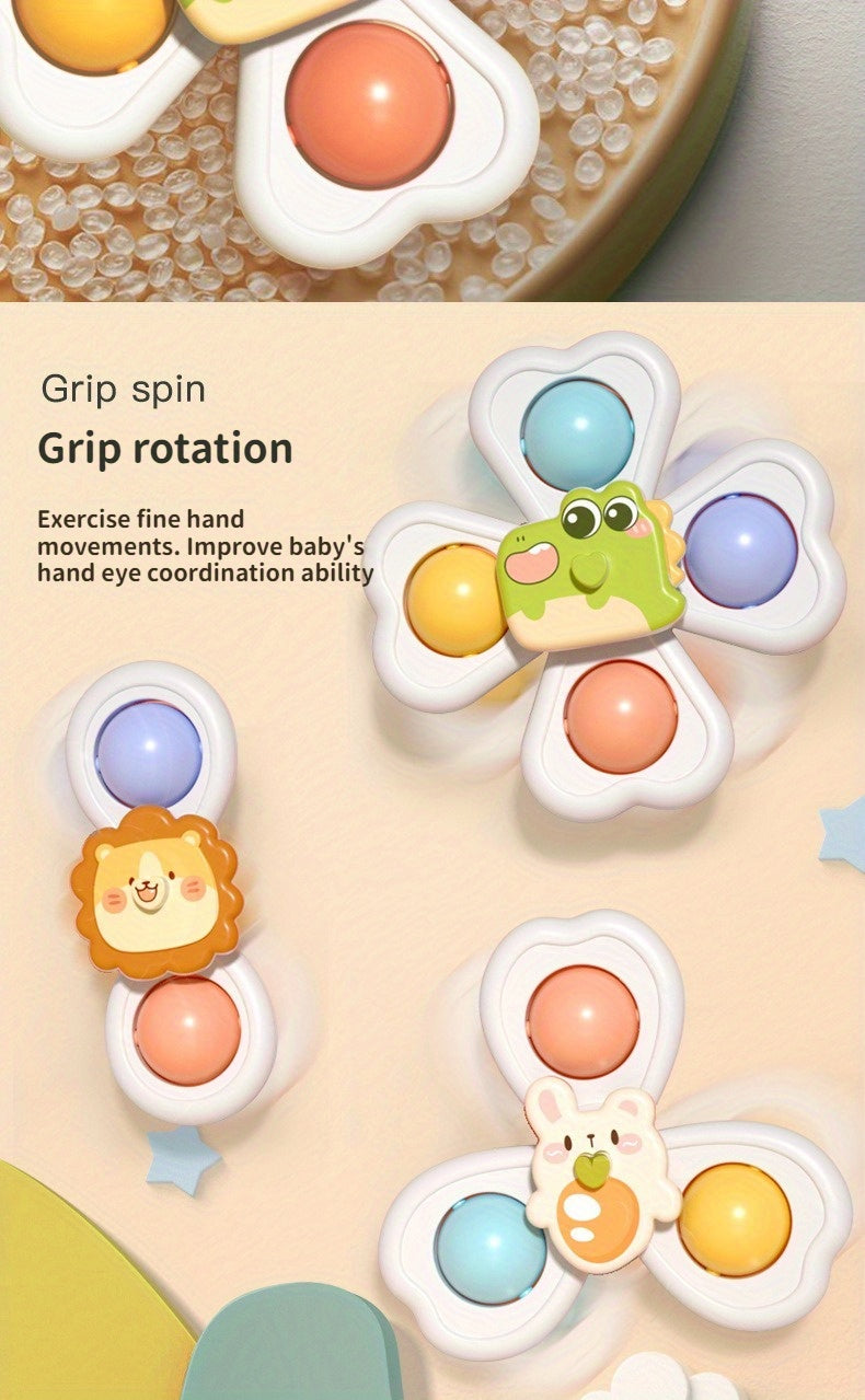 3PCS Suction Cup Spinner Toy Baby Bath Funny Game Educational Toys For Children Girls Boys Infant Sensory Stress Reliever Gift