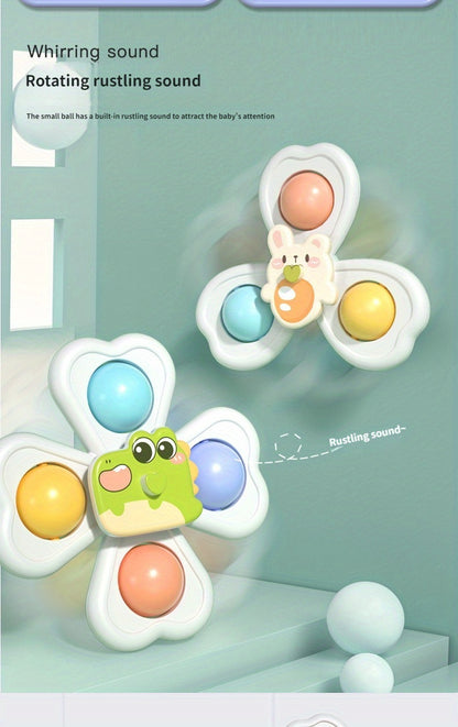 3PCS Suction Cup Spinner Toy Baby Bath Funny Game Educational Toys For Children Girls Boys Infant Sensory Stress Reliever Gift