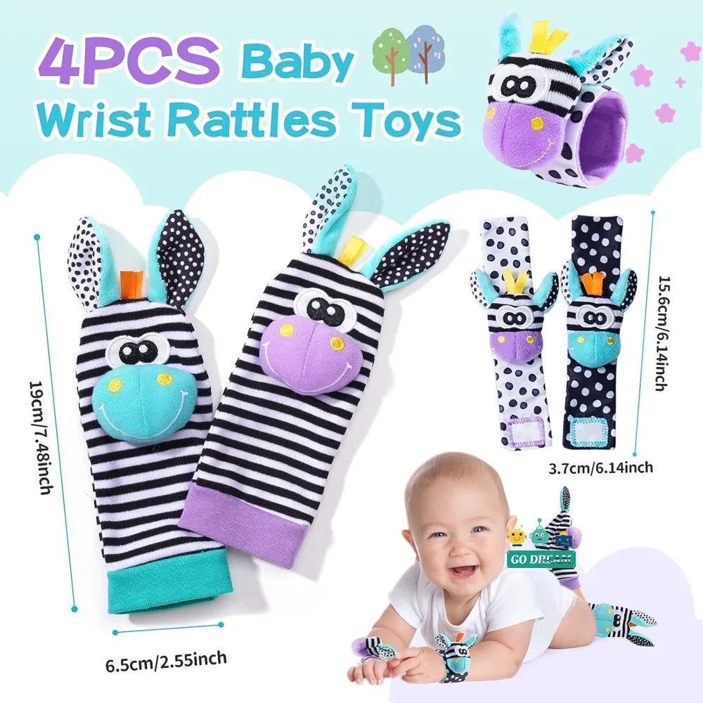 Baby Wrist Rattle Socks 0-12 Months Sensory Toy for Toddlers