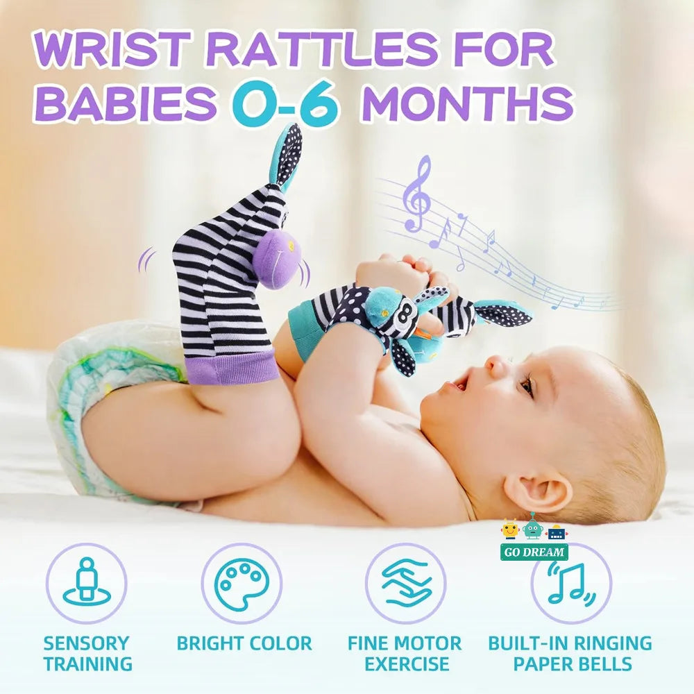 Baby Wrist Rattle Socks 0-12 Months Sensory Toy for Toddlers