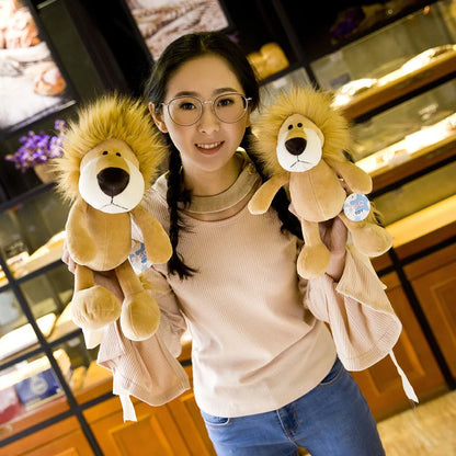 25cm Stuffed Lifelike Lion Tiger Elephant Monkey Leopard Giraffe Raccoon Doll Simulation Forest Animals Plush Toys for Kids Gift