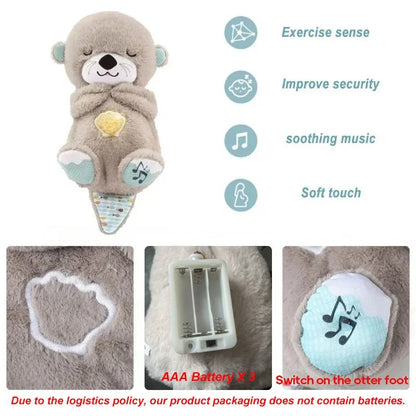 Baby Breath Baby Bear Soothes Otter Plush Toy Doll Toy Child Soothing Music Sleep Companion Sound And Light Doll Toy Gifts