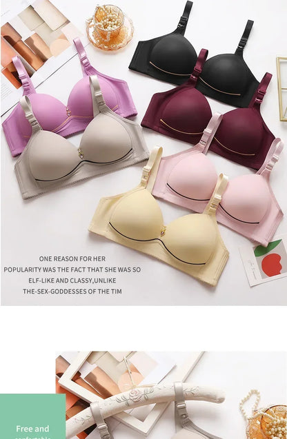 Mom Brassiere Without Steel Ring Breathable Gathered Ladies Underwear Non-magnetic Thin Cup Glossy Obese Female Ladies Bra