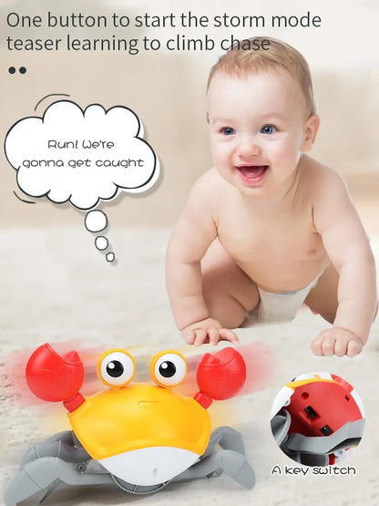 Sensing Crawling Crab.Tummy Time Baby Toys.Interactive Walking Dancing Toy with Music Sounds and Lights.Infant Fun Gift