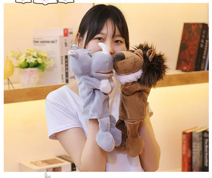 35cm Cartoon Animal Hand Puppet Parent-child Game Doll Lion Elephant Pig Appease Toys Birthday Gifts For Children