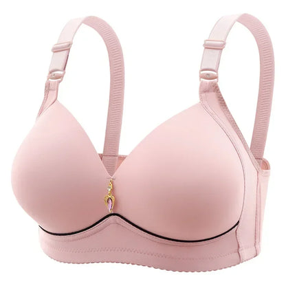 Mom Brassiere Without Steel Ring Breathable Gathered Ladies Underwear Non-magnetic Thin Cup Glossy Obese Female Ladies Bra