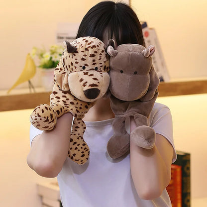 35cm Cartoon Animal Hand Puppet Parent-child Game Doll Lion Elephant Pig Appease Toys Birthday Gifts For Children