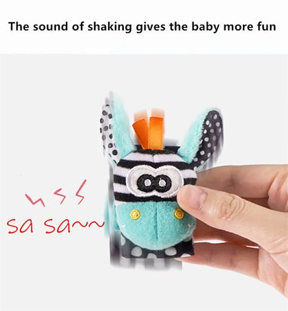 0-12 Months Baby Rattles Toys Animal Socks Wrist Strap +Rattle Baby Foot Socks Bug Wrist Strap Toddler Socks Pacifier Toys