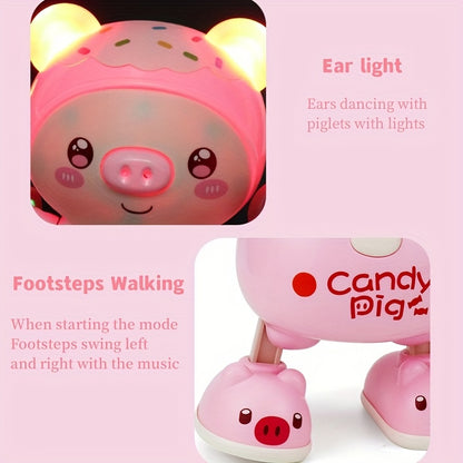 Upgraded Electronic Pets Pig Dancing Toy Doll, Electric Lighting Music Twisting Swing Left And Right Walking Cute Pig Smart Doll