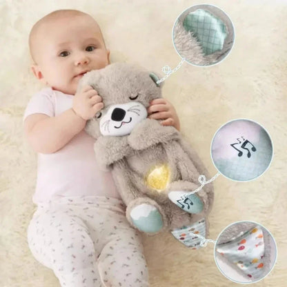 Baby Breath Baby Bear Soothes Otter Plush Toy Doll Toy Child Soothing Music Sleep Companion Sound And Light Doll Toy Gifts