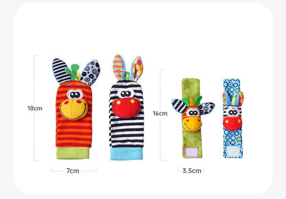 0-12 Months Baby Rattles Toys Animal Socks Wrist Strap +Rattle Baby Foot Socks Bug Wrist Strap Toddler Socks Pacifier Toys