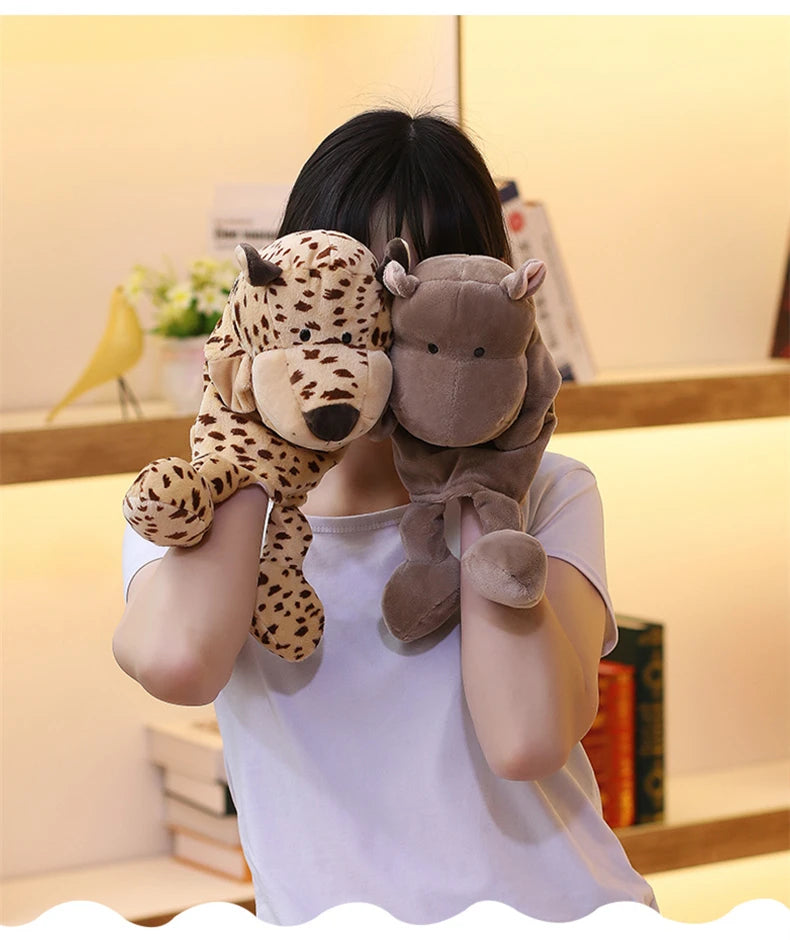 35cm Cartoon Animal Hand Puppet Parent-child Game Doll Lion Elephant Pig Appease Toys Birthday Gifts For Children