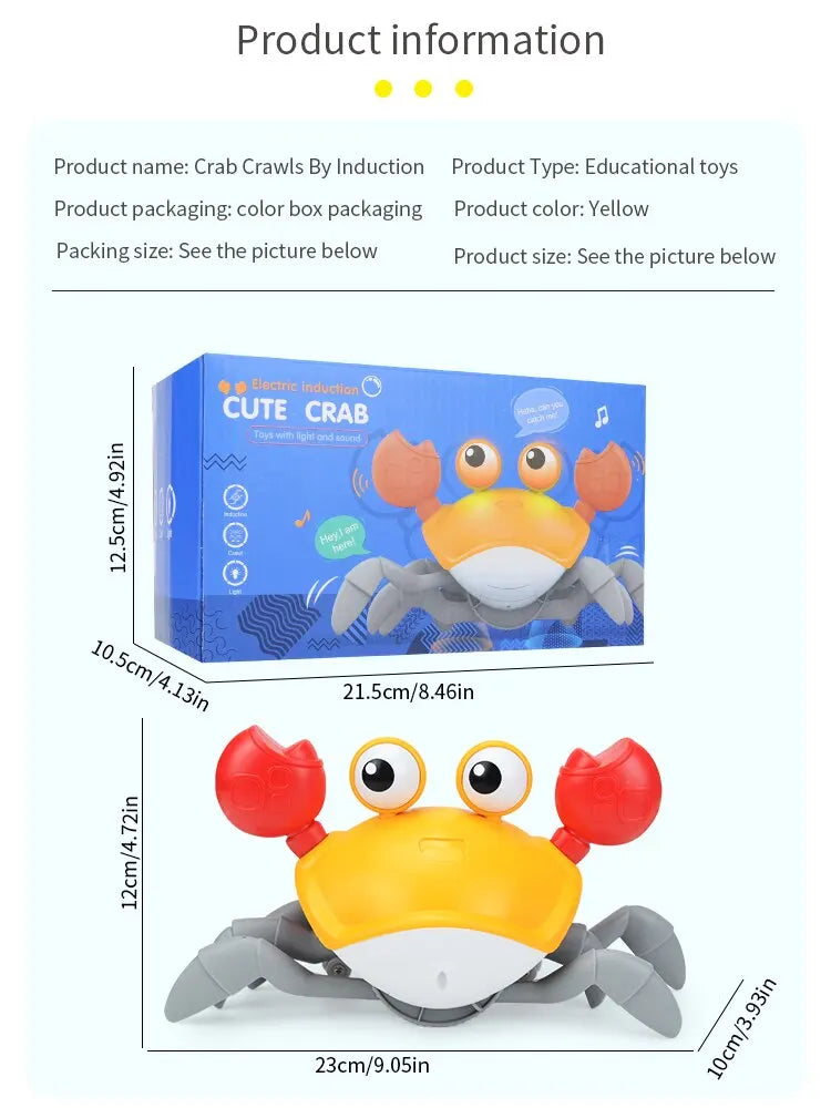 Sensing Crawling Crab.Tummy Time Baby Toys.Interactive Walking Dancing Toy with Music Sounds and Lights.Infant Fun Gift