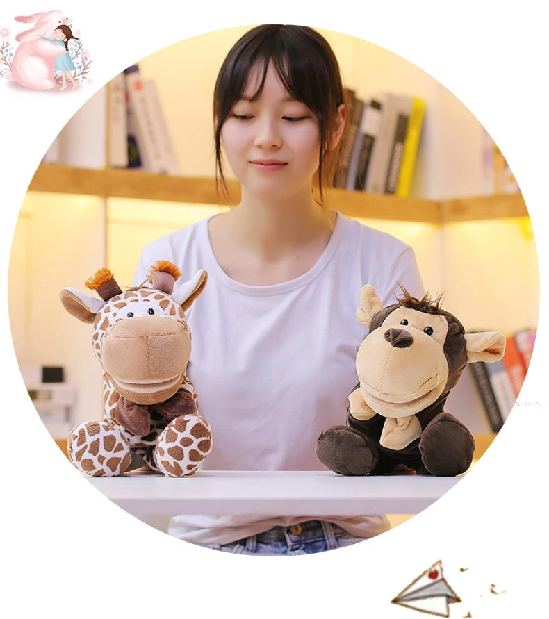 35cm Cartoon Animal Hand Puppet Parent-child Game Doll Lion Elephant Pig Appease Toys Birthday Gifts For Children