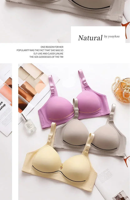 Mom Brassiere Without Steel Ring Breathable Gathered Ladies Underwear Non-magnetic Thin Cup Glossy Obese Female Ladies Bra