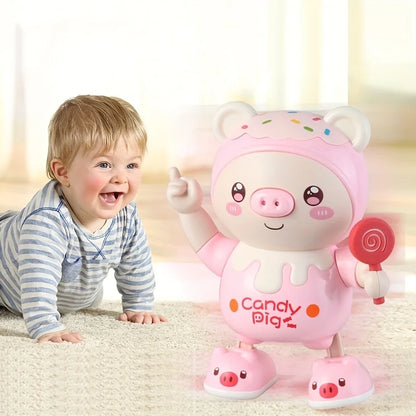 Upgraded Electronic Pets Pig Dancing Toy Doll, Electric Lighting Music Twisting Swing Left And Right Walking Cute Pig Smart Doll